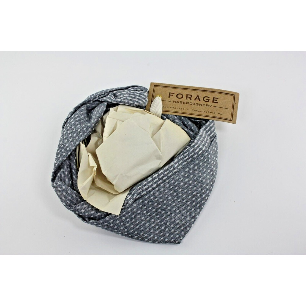 Forage Haberdashery Scarf - 59x13.5" - Slate gray w/ white dotted stripes New‎